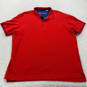 Robert Graham Mens Red Classic Fit Short Sleeve Polo Shirt Size 3XL